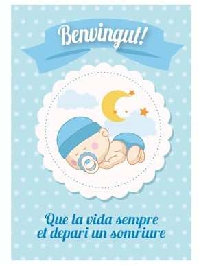 Antracita Catalan Tarjeta Nacimiento Bebé Azul - Targeta Naixement Nen