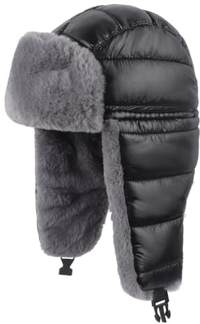 JIAHG Gorro de aviador unisex de invierno para hombre, gorro de invierno con orejeras, resistente al viento, gorro ruso Ushanka, gorro de piel sintética, impermeable, para patinar, ciclismo, exterior,