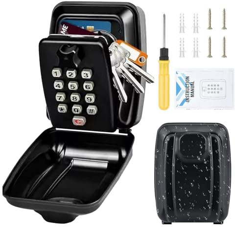 ROEOWENE Cassaforte per Chiavi da Muro Grande Cassetta di Sicurezza per Chiavi con Codice a 12 Cifre Impermeabile Cassetta Portachiavi Scatola Cassaforte Chiavi da Esterno per Casa,Ufficio,Garage