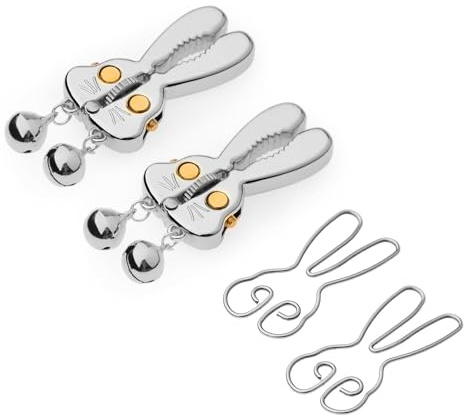 Kutocesy Pinzas Para Pezones De Acero Inoxidable Pinzas Para Pezones Extrema Conjunto Ajustable Pezón Estimuladores Pezón Juguetes Sexuales Para Las Mujeres (Silver)