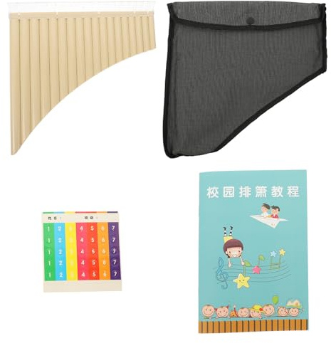 YARNOW Professionelle Panflöte 18 Röhren C-Dur Musikinstrument für Anfänger Kinder Erwachsene Pädagogische Panflöte mit Tasche Aufkleber Geruchsneutrales Material Beige