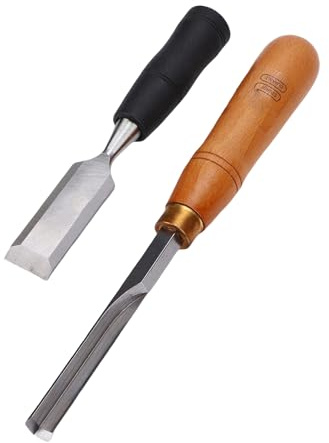 Fyearfly 2pcs Woodworking Carving Chisels, Woodworking Chisel Set Right Angle Corner Chisel and Metal Strike Cap Flat, for Wood Stone Carving