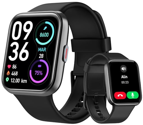 Tensky Smartwatch Herren Damen, 1,85'' Fitnessuhr 3ATM wasserdicht, integrierte Alexa, Herzfrequenz SpO2 Schlafmonitor 110+ Sportmodi Fitness Tracker kompatibel mit iPhone/Samsung/Android