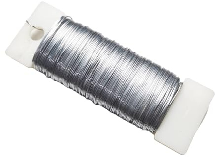 50m Silver Jewellery Wire - 0.35mm Flexible Craft Wire for Jewellery Making Supplies, Florist DIY Projects, Flower Arrangement Decorations, Wedding Bouquets Accessories