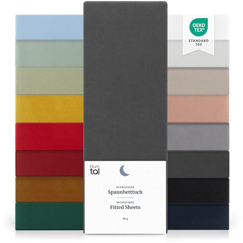 Blumtal Basics Spannbettlaken, 120 x 200 cm, Spannhöhe 30 cm, Spannbettlaken, 120 x 200 cm, Mikrofaser, hochwertig, weich, strapazierfähig, knitterfrei, Öko-Tex Zertifiziert, Anthrazit