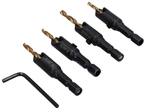 4 Stück Titanbeschichteter Kegelsenker HSS – G Bohrer Set Bohrer Pilot 2,38 mm – 3,55 mm