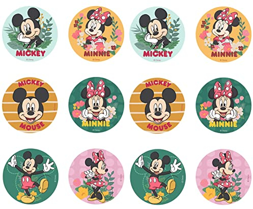 12x for Minnie & Mickey fans Edible Discs for Cupcakes, Muffins or Cookies, cake toppers - 5.8 cm
