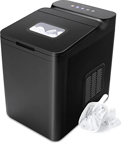 RELAX4LIFE Machine à Glaçons 15kg en 24H Auto-Nettoyage, Machine à Glaçons de Comptoir 9 Glaçons en 6-8 Min ICE Maker pour Bar Bureau Maison, Panneau de contrôle LED, 32x23x32,5cm(Noir)