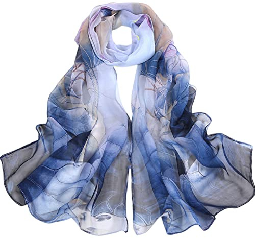 FAIRYGATE Chiffon Scarfs for Women Sale Ladies Scarf Lightweight Floral Leaf Print Georgette Shawls Wraps for Spring Autumn Winter Summer