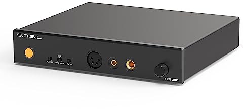 SMSL H300 Ohrverstärker, ausgewogener großer Schub, Desktop-Ohrverstärker, Kopfhörerverstärker, voll ausbalanciertes Design, HiFi-Hochleistungs-Ohrverstärker 4,4 XLR, Verzerrung -123 dB (schwarz)