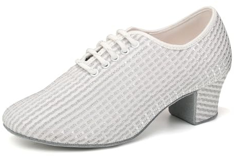YCALCP Scarpe da Ballo Latino Donna Punta Chiusa con Lacci Scarpe da Ballo Allenamento e Pratica Tango Sala da Ballo,LHD-301