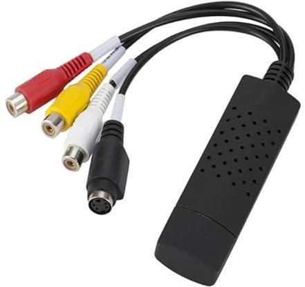 Audio Video Grabber USB A 2.0, Conversor de Archivos Digitalizados RCA, VHS a DVD Digital para Digitalizar Vídeos de VHS, DVD y Más, Compatible con Windows y Mac, Fácil Instalación Plug and Play