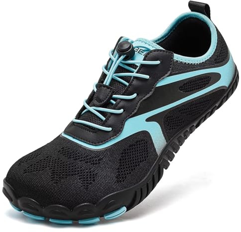 HOBIBEAR Unisex barfotaskor, trailrunning, snabbtorkande | bred tåbox | minimalistiska skor, Svart aqua, 42 EU bred