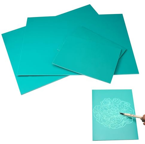 4 Stück Linolschnitt Platten, PVC Linoleum Platte Flexible Glatte Und Zarte Oberfläche Glatte Gravur, Weichgummi Linoldruck Platte für Gravur, Stempel, Bastel Und Druckprojekte (2 Stück A4+2 Stück A6)