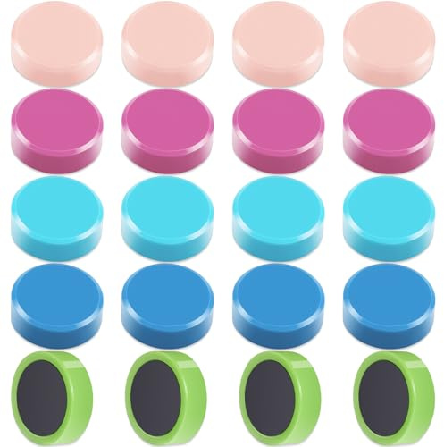 QOJOPU 20 Starke Magnete für Magnettafel & Whiteboard - Bunte Kühlschrankmagnete, Bunte Kleine Runde Magnete - Dekorative Magneten Starker Halt, für Haus Büro Pinnwand Klassenzimmer Fotos (5 Farben)