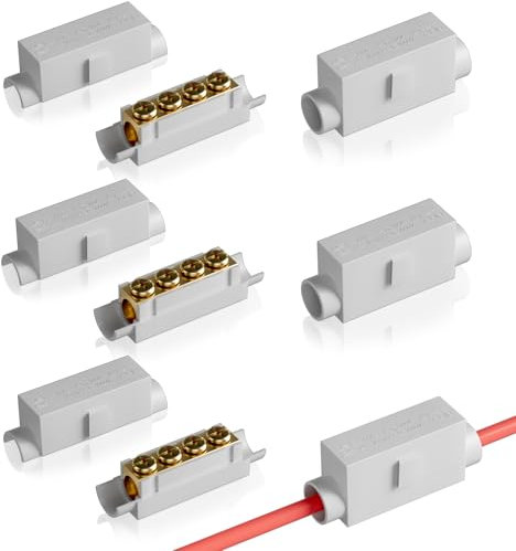 Zephyra 6 Stück Kabelverbinder Klemmleiste für 2,5 bis 16 mm² Draht, Kabelanschlussklemme aus Messing, 1000V 100A, ABS Isolierschale, Hauptleitungsabzweigklemme für Elektroinstallation