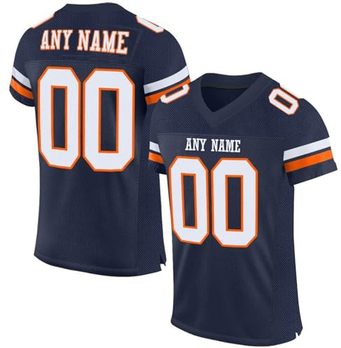 Personalisiertes American FootballTrikot Custom Football Jersey Personalized Bedruckt Team Name & Number Baseball Shirt für Herren Damen Jugend Unisex Schnelltrocknend Atmungsaktiv T Shirts(#A 14)