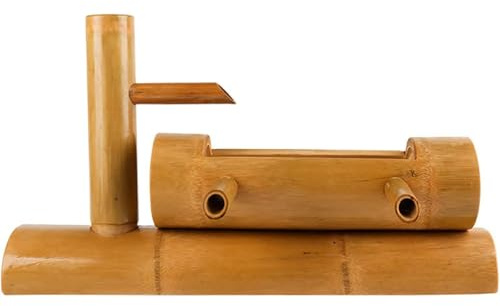 LJTHUU Fontana in bambù Fatta a Mano, Fontana Zen con beccuccio per Bere, irrigatore da Giardino per Esterni, Ornamento Feng Shui con Pompa, per Bagno per Uccelli