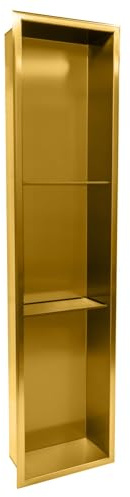 Thermopanel Stainless Steel Recess Shower Niche - Modern & Elegant Recessed Shelf Organizer, Rustproof Stainless Steel, Pre-Assembled Waterproof Wall Shelf for Bathroom Storage,Gold, 204 x 915 x 103mm