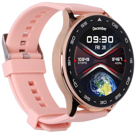 POENVFPO Smartwatch med Flip Cover Magnetisk Design, IP67 Vattenprov Sportkonditionsklocka, Hörlurar för Män Kvinnor (Rosa)
