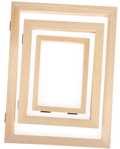 VILLFUL 3 piezas Marcos para Hacer Papel de Madera de Pino Pantallas Dobles Accesorios Resistentes para Manualidades y Proyectos de Artesanía