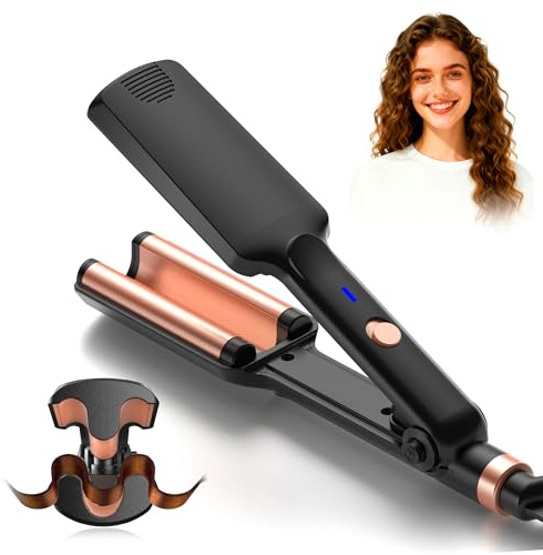 Mini Hair Crimper for Women Heating up 390°F, Waver Curling Iron with Europe UK Adapter Plug,Crimping Iron for All Style (9.5 Inch/1.5 Inch)