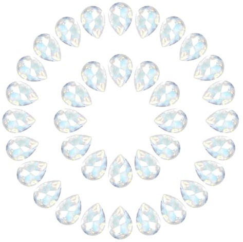 QUARKZMAN 72 Pc 7 X 10mm Cristalli A Goccia con Base A Punta Cristalli in Vetro per Artigianato Bijoux Abiti Scarpette Decorazioni Cucito Arte, Bianco