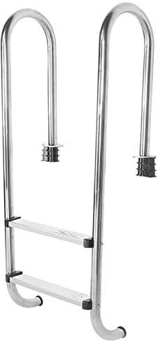 Gearwell Scaletta per Piscina, Scale e Gradini per Piscina in Acciaio Inossidabile con 2 Gradini, Scaletta Antiscivolo Anticorrosione per Piscine Interrate