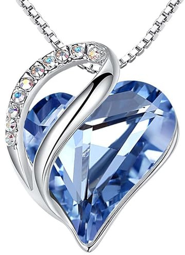 Leafael San Valentino Collana Donna Cuore con Pietra di Nascita, Ciondolo Cristallo Birthstone, Catena con Pendente Elegante, Confezione Regalo Inclusa