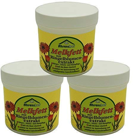 6 x 250ml Ahrenshof Melkfett mit Ringelblumenextrakt, Hautpflege, Hautschutz