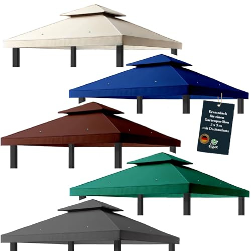 freigarten.de Reservtak för lusthus, 3 x 3 meter, vattentätt, Material: Panama PCV Soft 370 g/m², extra stark modell 1 (marinblå)