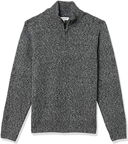 Amazon Essentials Men's Long-Sleeve Soft Touch Quarter-Zip Jumper, Charcoal Marl, L