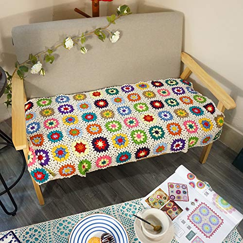Manta de ganchillo hecha a mano de color negro, manta para abuela, ideal como regalo para interiores y exteriores, viajes, para sofá, cama, reclinable, decoración del hogar, 47 x 23 pulgadas