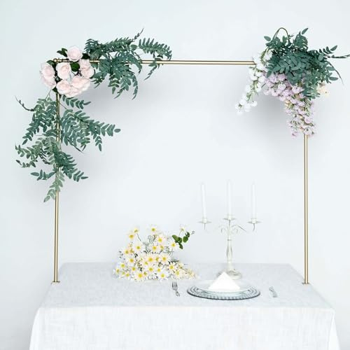 Efavormart 42 Tall Gold Adjustable Over The Table Rod Stand, Metal Table Flower Arch for Weddings, Showers, Party, Centerpiece Decorations