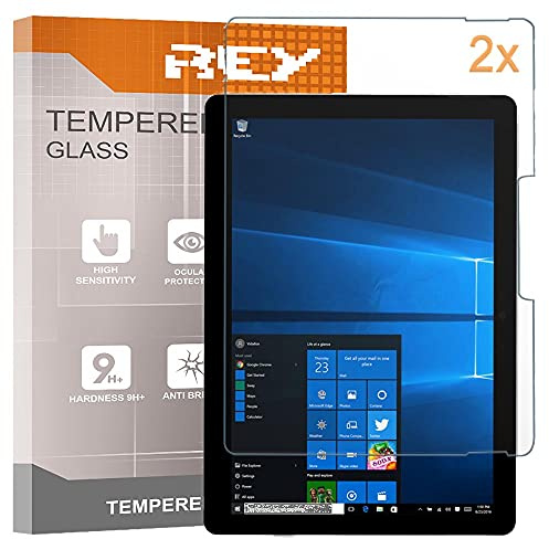REY Pack 2X Pellicola salvaschermo per Microsoft Surface Go 2 10,5 - Go 3 10,5, Vetro temperato, di qualità Premium