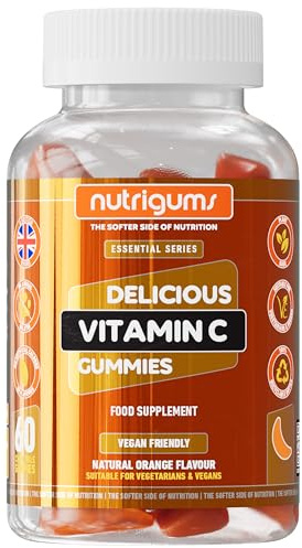 Vitamin C 80mg Gummy | Orange Flavour | 60 Vegan Gummies | Immune, Energy & Collagen Formation Support by NUTRIGUMS®