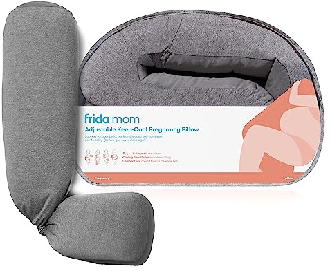 Frida Mom Cuscino regolabile per gravidanza, a forma di U, C, L e I, per un sonno confortevole, supporto per pancia, fianchi e gambe, raffreddamento per donne incinte, grigio