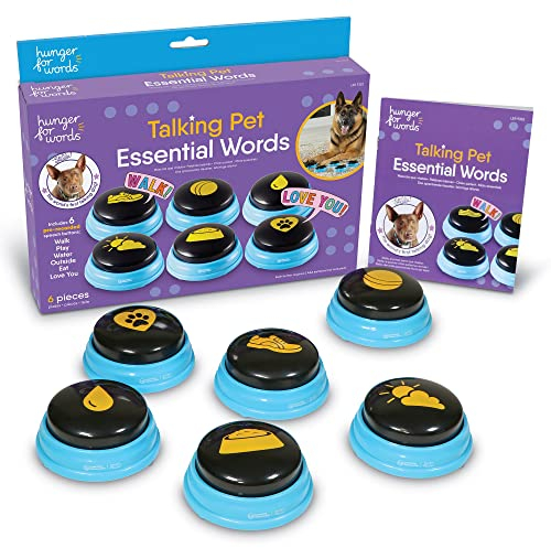 Hunger for Words Sprechknöpfe für Hunde, Set mit 6 voraufgezeichneten Sprachtasten, von Christina Hunger, Kommunikation & Training für Haustiere, ab 12 Monaten