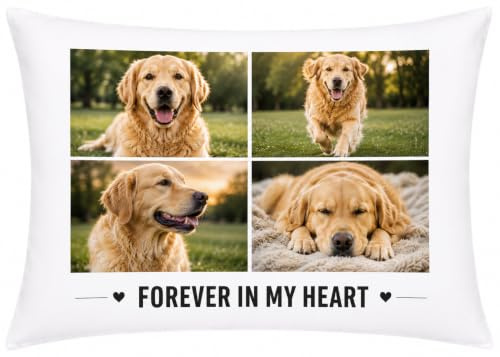 Personalised Photo Pillow Cover 75 x 45 cm, Custom Picture Collage and Text Pillowcase, Unique Gift for Birthday, Anniversary, Family, Couples or Pet Lovers, Cover Only