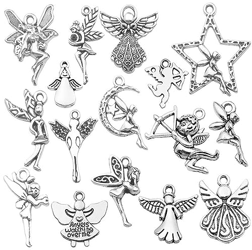 Plstod Schutzengel Anhänger, 64 Stück Charms Set für Armbänder, Schlüsselanhänger, DIY Ohrringe, Halskette, Schmuck Handwerk Zubehör Mit Danke Anhänger