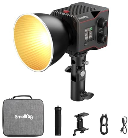 SmallRig RC 60B COB Video Light, 49Wh Battery 45min Runtime, 63W 11200lux CRI 97+ Bicolor LED Video Light, Portable Palm-Sized Continuous Output Light, for Photography/Video/Studio, Mobile Version