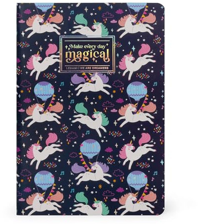 Legami - Vit anteckningsbok A5 14,2 x 21 cm, vit anteckningsbok i FSC-certifierat papper, enhörning