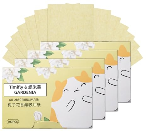 4 pezzi di Salviette Assorbi Sebo, 400 pezzi di Salviette Opacizzanti Viso per la cura della pelle grassa, Naturali Salviettine Assorbi Sebo, Foglietti Assorbi Sebo Viso (Giallo)