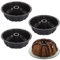 LDXDRU 3 Pack 26cm / 10 Inch Fluted Ring Cake Tin, Carbon Steel Round Cake Pan Tray, Baking Pan Baking Moulding Tin for Cake Bread - Deep Grey