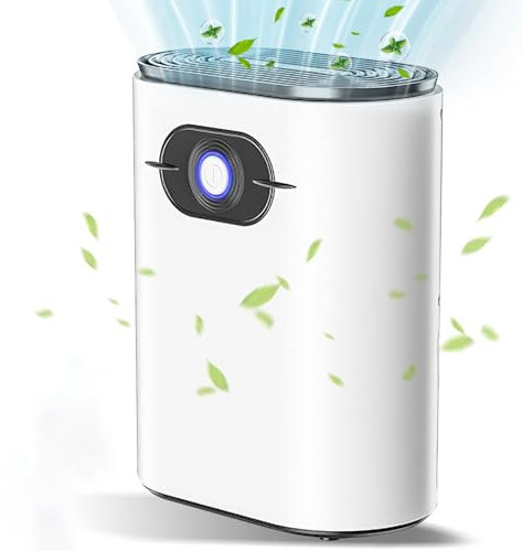 Deshumidificateur D Air 1.2L, Déshumidificateur d'Air Electrique, Deshumidificateur Silencieux,avec LED, Minuterie 24h,Auto-Off & Auto-Dégivrage Pour pièce de 20-35㎡ (Style De Bouton)