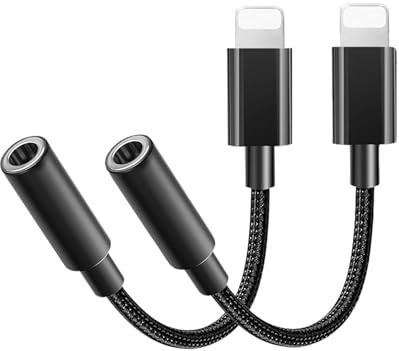 Apple MFi-Certifierad 2-pack Lightning till 3,5 mm Hörlursadapter - Kompatibel med iPhone 14/13/12/11/X/XS/8/7 - Ljudomvandlare för Aux-uttag