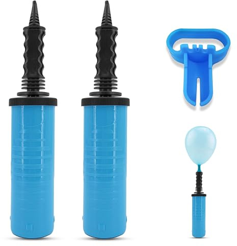 2PC Balloon Pump Manual + Balloon Tie Tool | Dual Action Hand Held Inflator, Portable Air Pump & Air Blower for Balloons, Birthday, new year Party Decoration Accessories