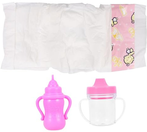 KONTONTY 1 Satz Puppenflasche mit Flasche und Windel für Puppen Zubehör für Babypuppen für Rollenspiele und Kreative Aktivitäten Hochwertige Verarbeitung Langlebig und Sicher