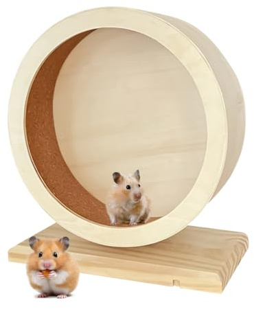 Hamsterhjul, tyst igelkottssnurrare, 25 cm lätt och lätt att rengöra, trä små djurleksak, träningstillbehör för Gerbil, chinchilla, möss, små djur hålls inomhus