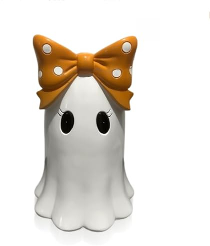 Figura Fantasma, Figuras de Halloween Figurines Decoración de Casa, de Resina de Oficina con Bowknot para la Ventana de Boda gótica Pantalla de de cumpleaños Figura Fantasma,